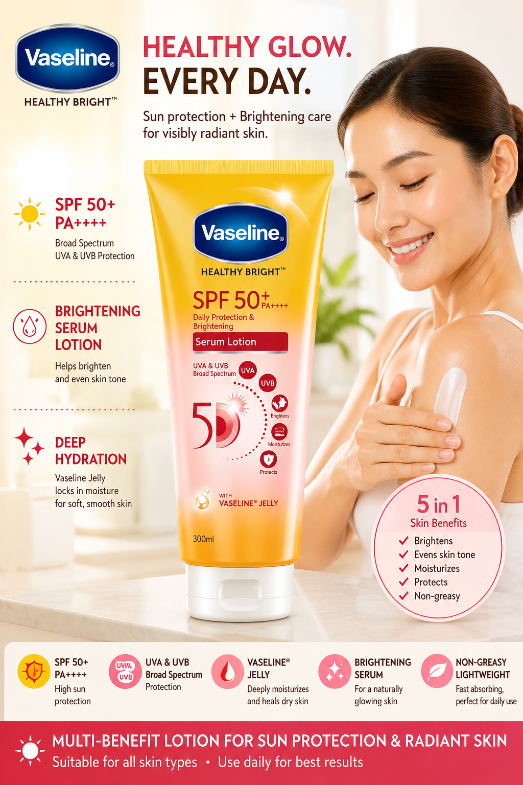 VASELINE Healthy Bright SPF50+ PA++++ Lotion 300ml
